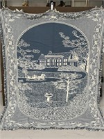 Blue house & carriage tapestry blanket