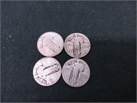 Four standing liberty Barber quarters for one