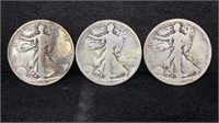 1919-PDS Silver Walking Liberty Half Dollars (3