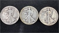 1918-PDS Silver Walking Liberty Half Dollars (3