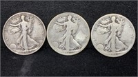 1920-PDS Silver Walking Liberty Half Dollars (3