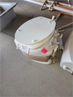 Toilet seats (3 new) and 4 lids for parts