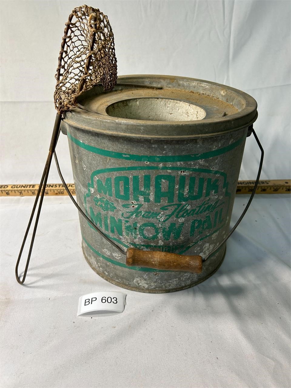 Vintage Metal Fishing Bait Bucket By Mohawk
