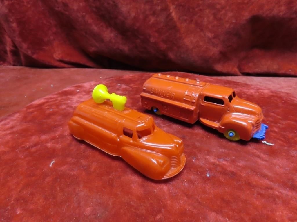 (2)Vintage plastic toy trucks tankers.