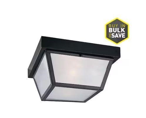 $30  Portfolio 10.37-in W Black Outdoor Flush Ligh