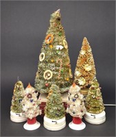 (7) Vintage Japan Bottle Brush Christmas Trees