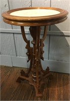 Ornately Carved Marble Top Parlor Table