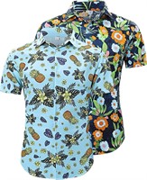 2 Pack Men's Hawaiian Tropical Shirt 3X-Large