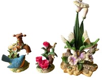 Trio Of Floral Ceramic Decor