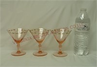 Vintage Pink Glass Stemware w Gold Dot Design