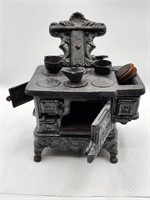 Vintage Cast Iron Stove Replica with Pots And Pans
