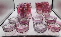 22 Cranberry Kings Crown Glasses 4 Different Style