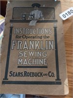 Antique Franklin Sewing Machine Instruction Book