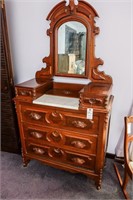 Antique American East Lake Dresser w/Marble