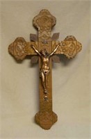 Art Deco Carved Oak Hanging Crucifix.