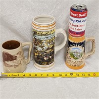 3 Vintage Beer Steins Mugs