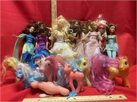 Assortment of Barbies, and my little ponies