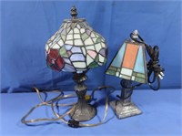 2 Stained Glass Desk Lamps 11" & 14"