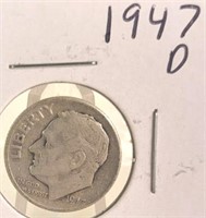 1947 D Roosevelt Silver Dime