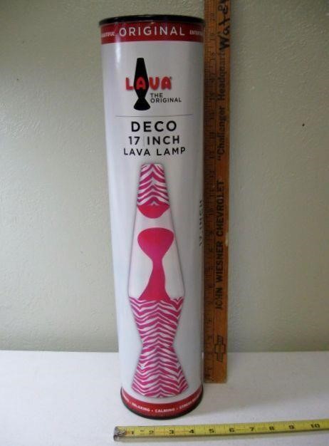 New Lava Hand Painted Glass Lamp Pink 17"