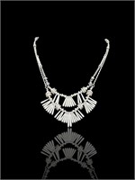 Solid Sterling Silver Rhodium Tribal Necklace