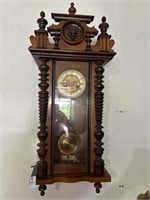 Victorian wall clock 36in h x 15in w finial