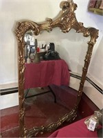 Victorian wall mirror, antiqued, gold finish