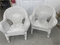 2 White Wicker Chairs, 29x24x31 "