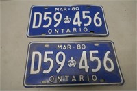 Pair 1980 License Plates