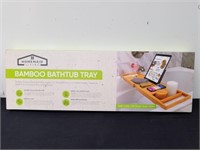 New expandable bamboo bathtub tray