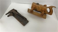 Vintage plow plane and mounted cast iron nut
