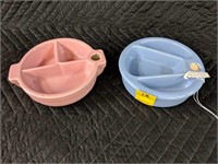 Vintage Ceramic Baby Food Dish 1-Pink & 1 Blue
