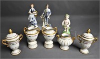 Italian Capodimonte Miniature Urns, Figurines, Tot