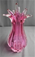 Cranberry Murano Blown Art Glass Vase