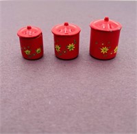Handpainted Miniature Dollhouse Metal Canisters