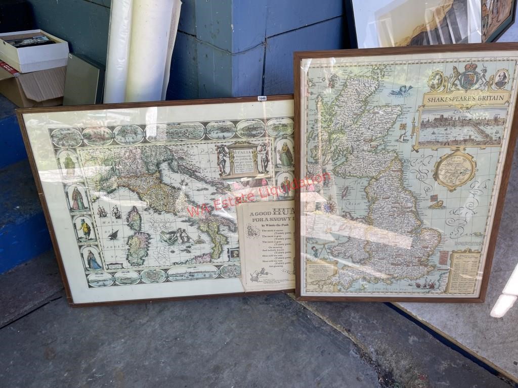 1950's Framed maps (Front Porch)