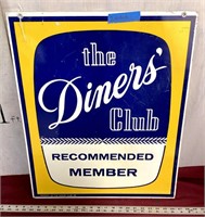 Vintage Double Sided Diners Club Metal Sign