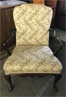 Arm Chair with Queen Anne Legs, Upholstered Seat &