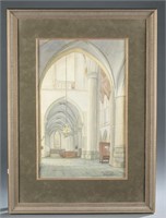 Linden, Watercolor of St. Bavo's Cathedral, 1945.