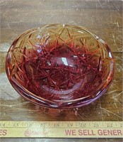 Amberina Cut Glass Bowl
