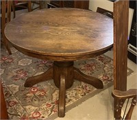 Pedestal Oak Dining Table With One Leaf