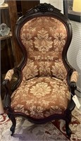 Victorian Hand Carved Parlor Chair.