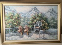 Joanna Murray Acrylic Flowers & Mountains Painting