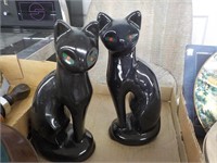 Set of Black Ceramic Cats 8" Tall