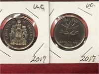 2 - 2017 Uncirculated Canada 50¢ Coins