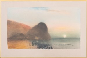 Illegibly Signed Seascape Color Lithograph