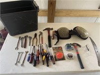 Box of miscellaneous screwdrivers, wrenches,