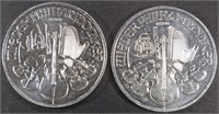 (2) 1 OZ .999 SILVER AUSTRIAN PHILHARMONIC ROUNDS