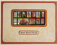 "Miami Beach FL" 15x18 Watercolor tray/collage/wat