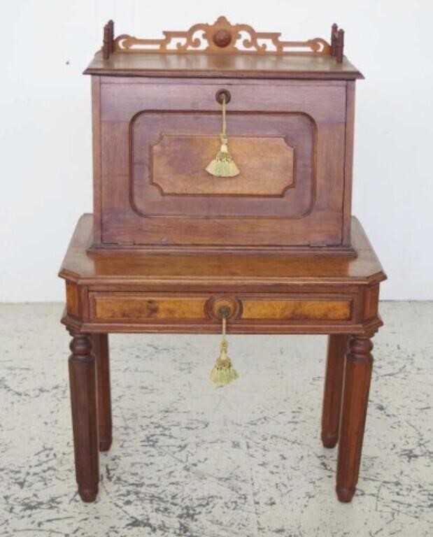 Antique European walnut bureau desk